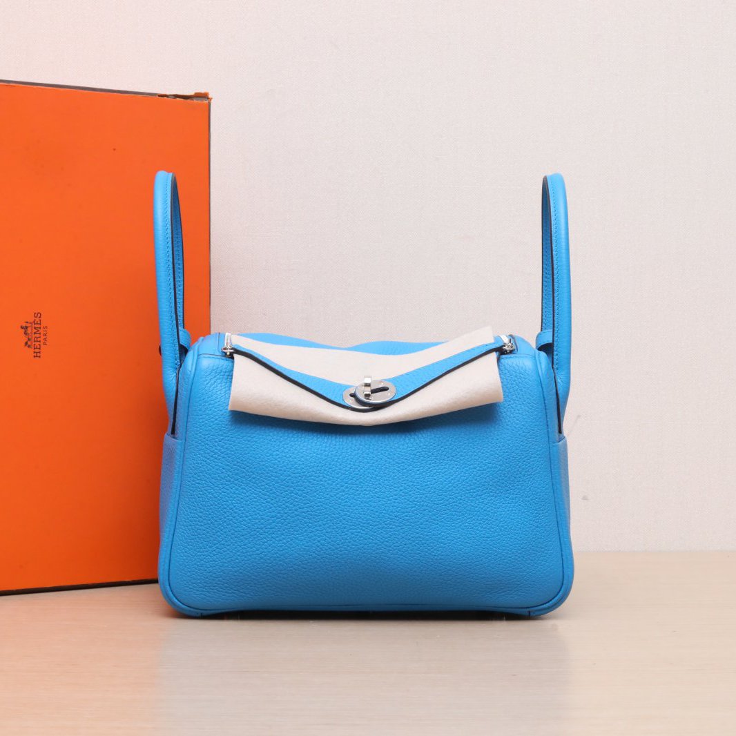99新 Hermes/爱马仕 小花柳 单肩包 26 弗罗蓝 TC皮 Y刻 银扣 