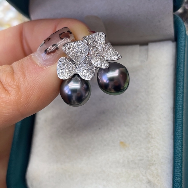 海水珍珠耳饰银S925镶嵌