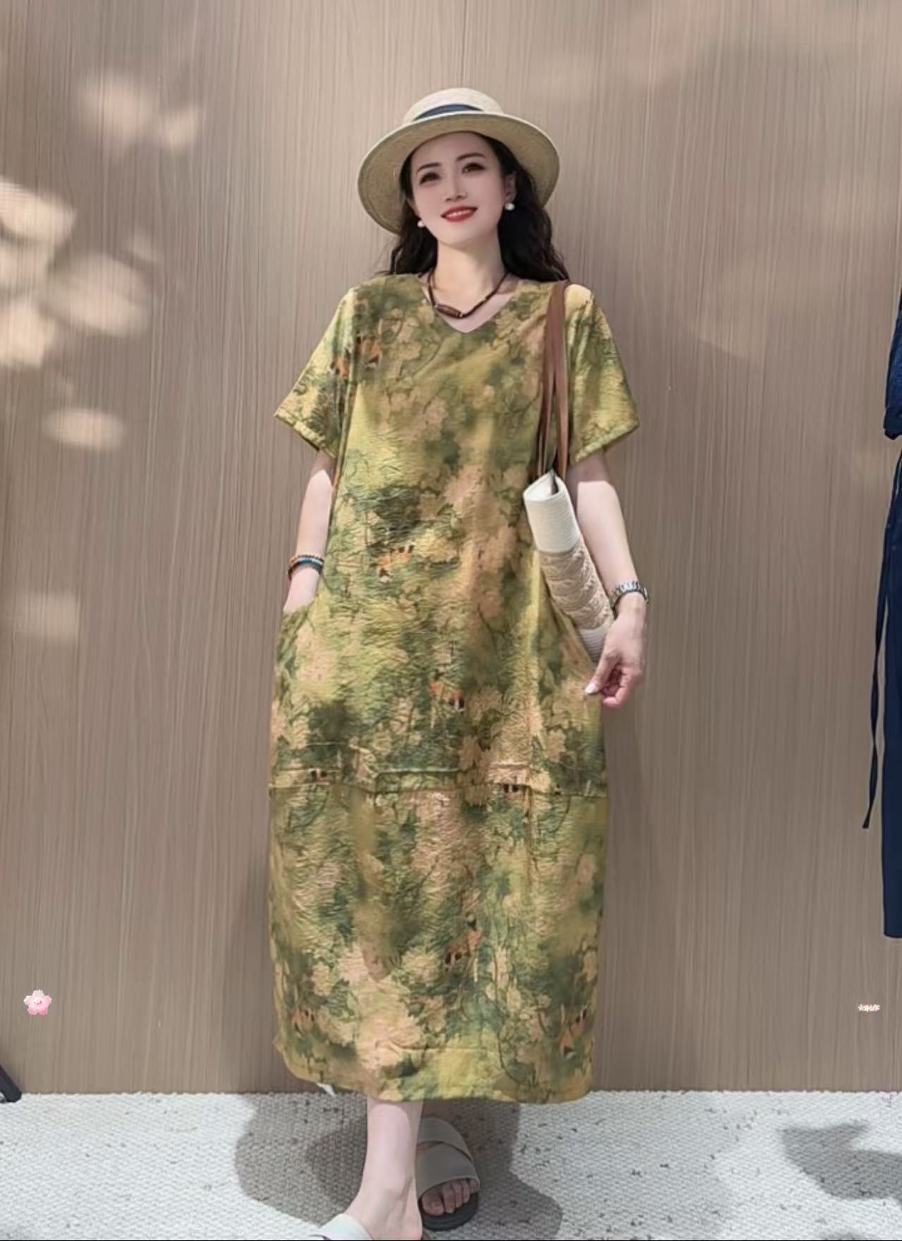 2723新款春夏民族风气质减龄连衣裙QZ