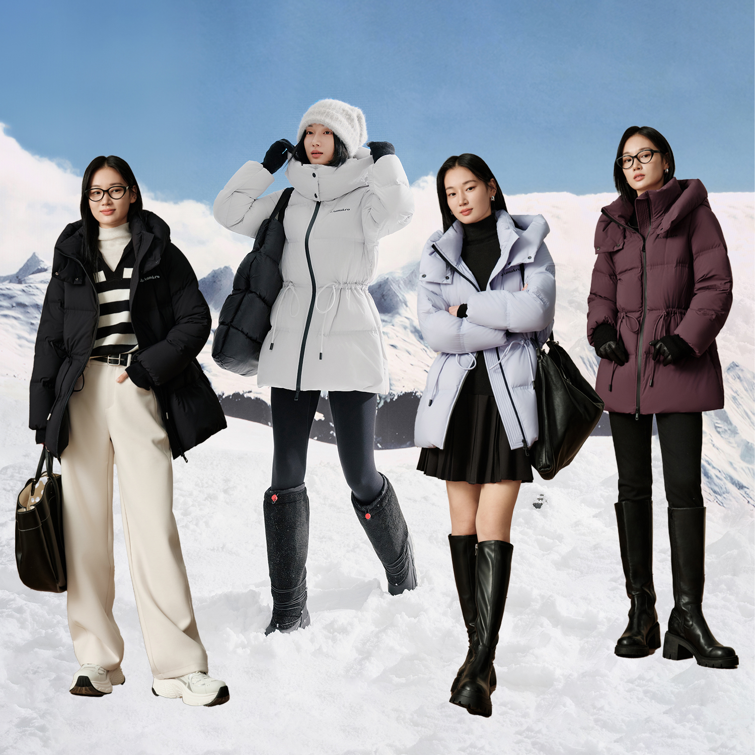 【绒享】玖姿安娜蔻JTED03356膨化户外收腰面包鸭绒羽绒女冬