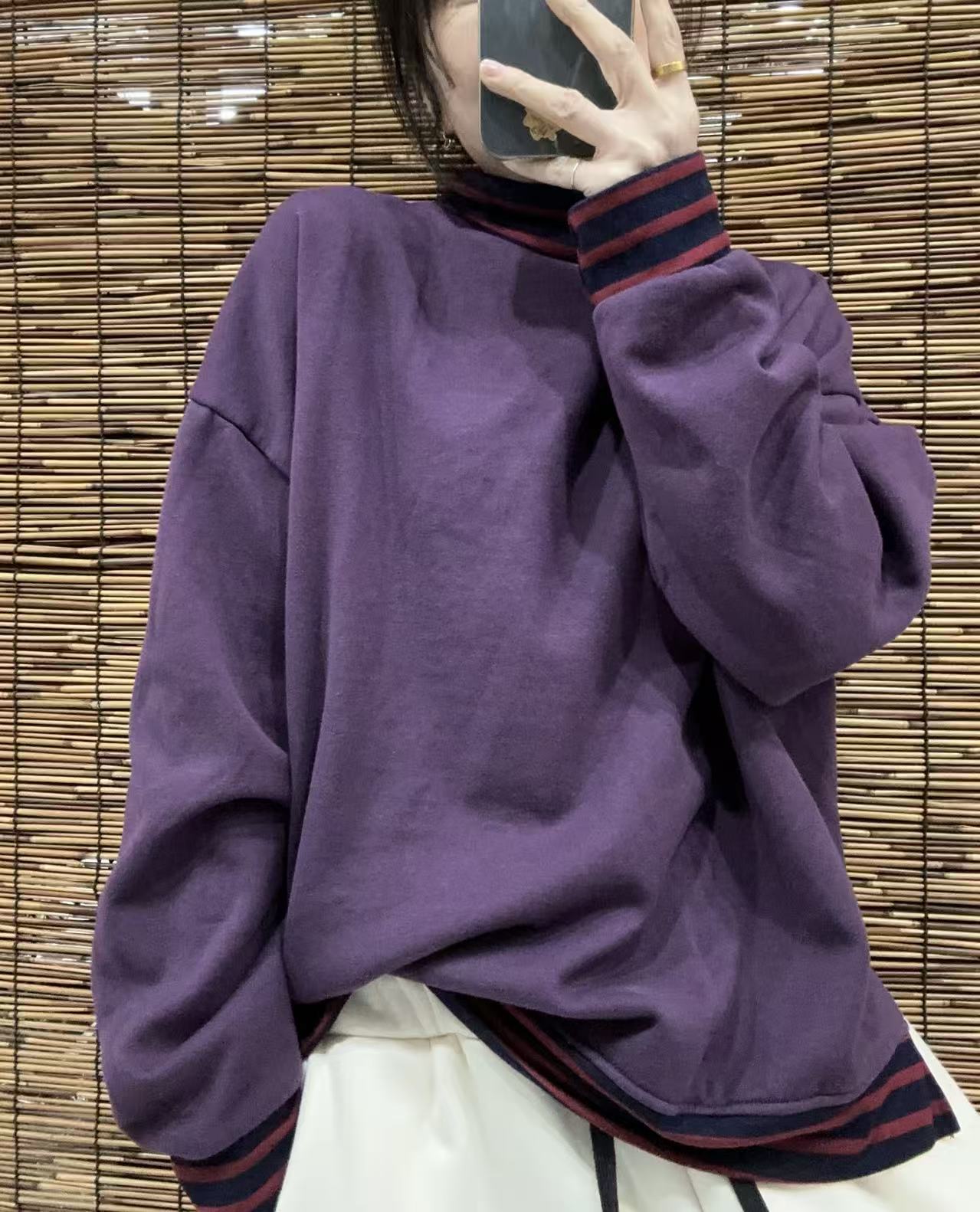 Q952-1袖口拼接加绒加厚卫衣（衣长65 胸围150）