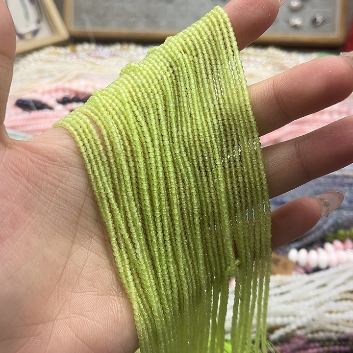 玛瑙/玉髓珠宝半成品未镶嵌2条2mm左右橄榄石刻面珠