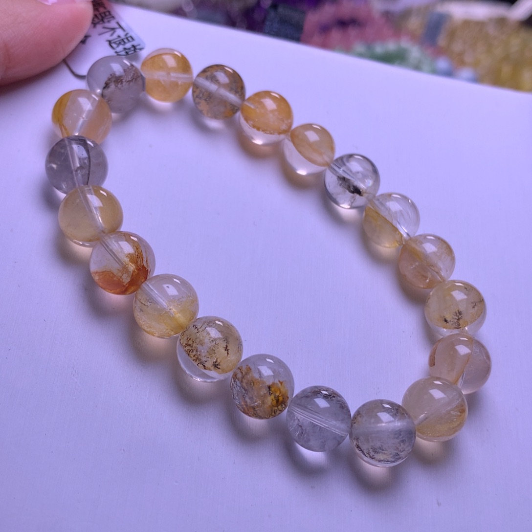 手串银S925镶嵌水晶小树水晶10mm