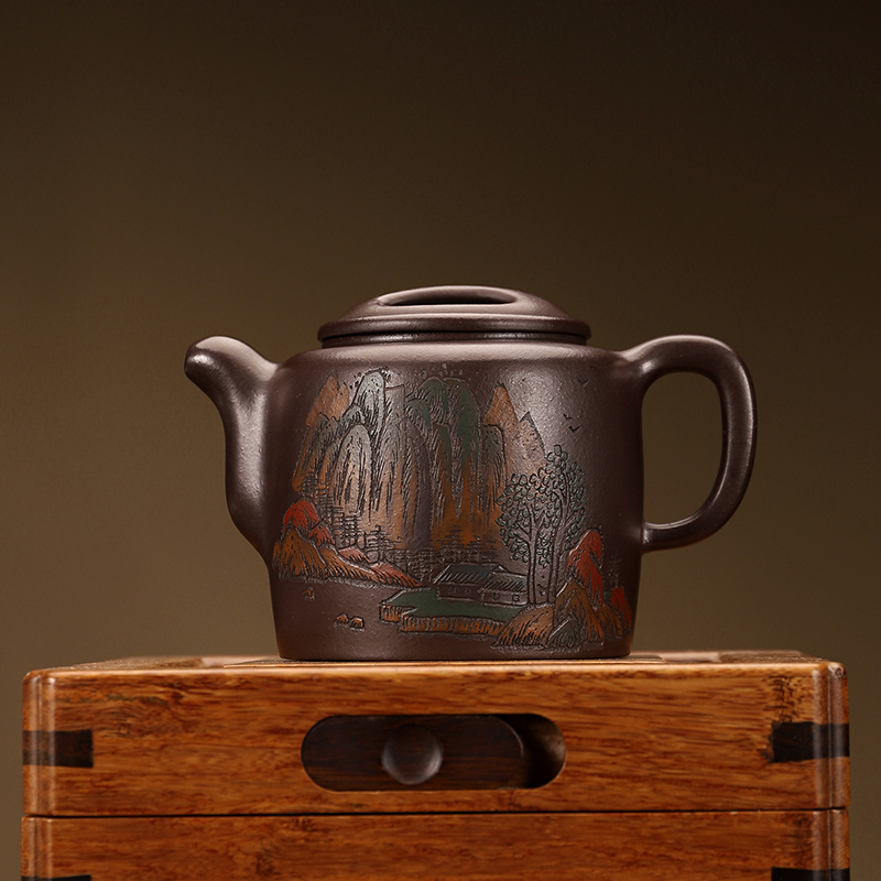 宜兴紫砂全纯手工原矿牛盖壶