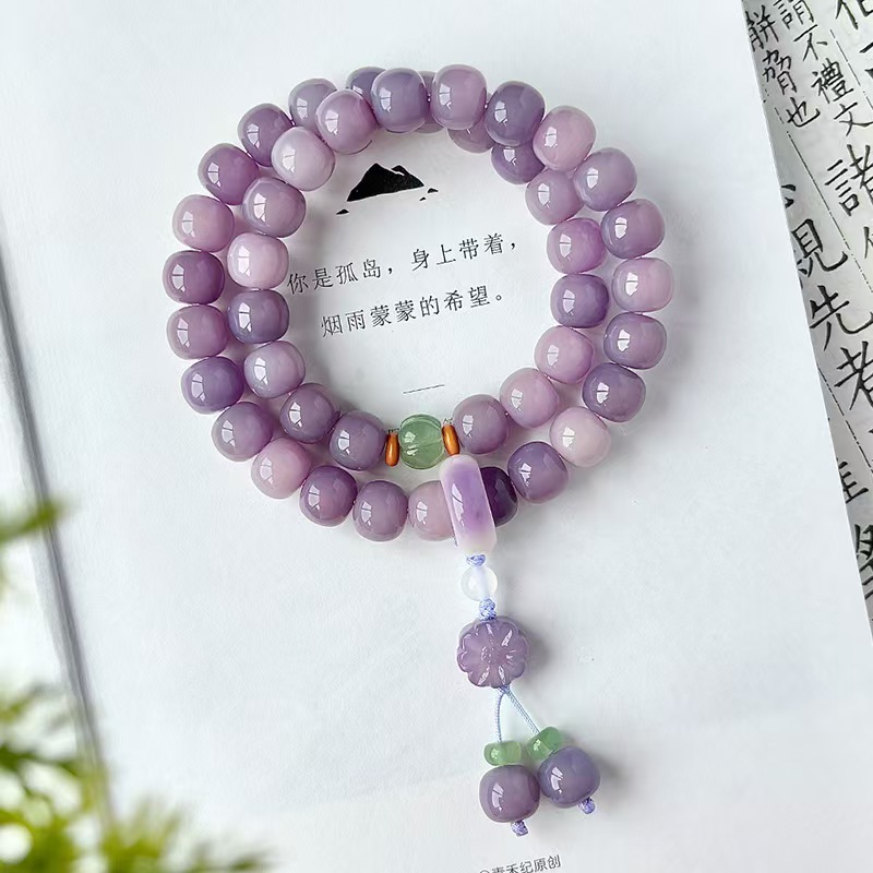 丁香花菩提手串双圈赠奶油菩提