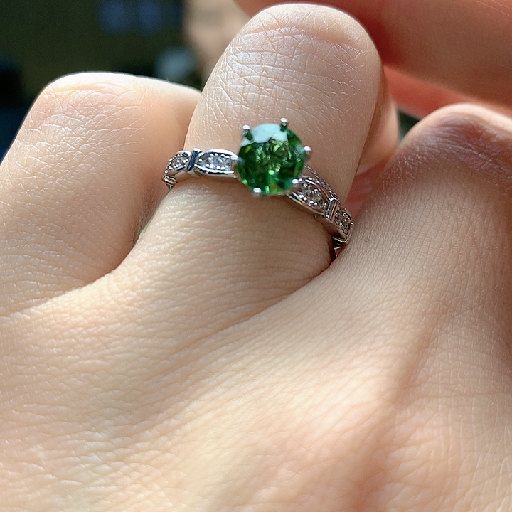 碧玺戒指银S925镶嵌纯天然