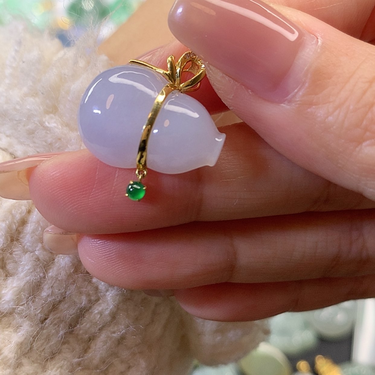 【闪购商品】翡翠吊坠(赠链)18K金镶嵌