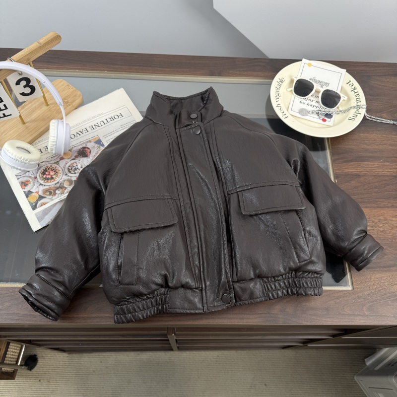 男童外套加厚保暖儿童皮衣夹克冬装2025新款帅气时髦女大童上衣
