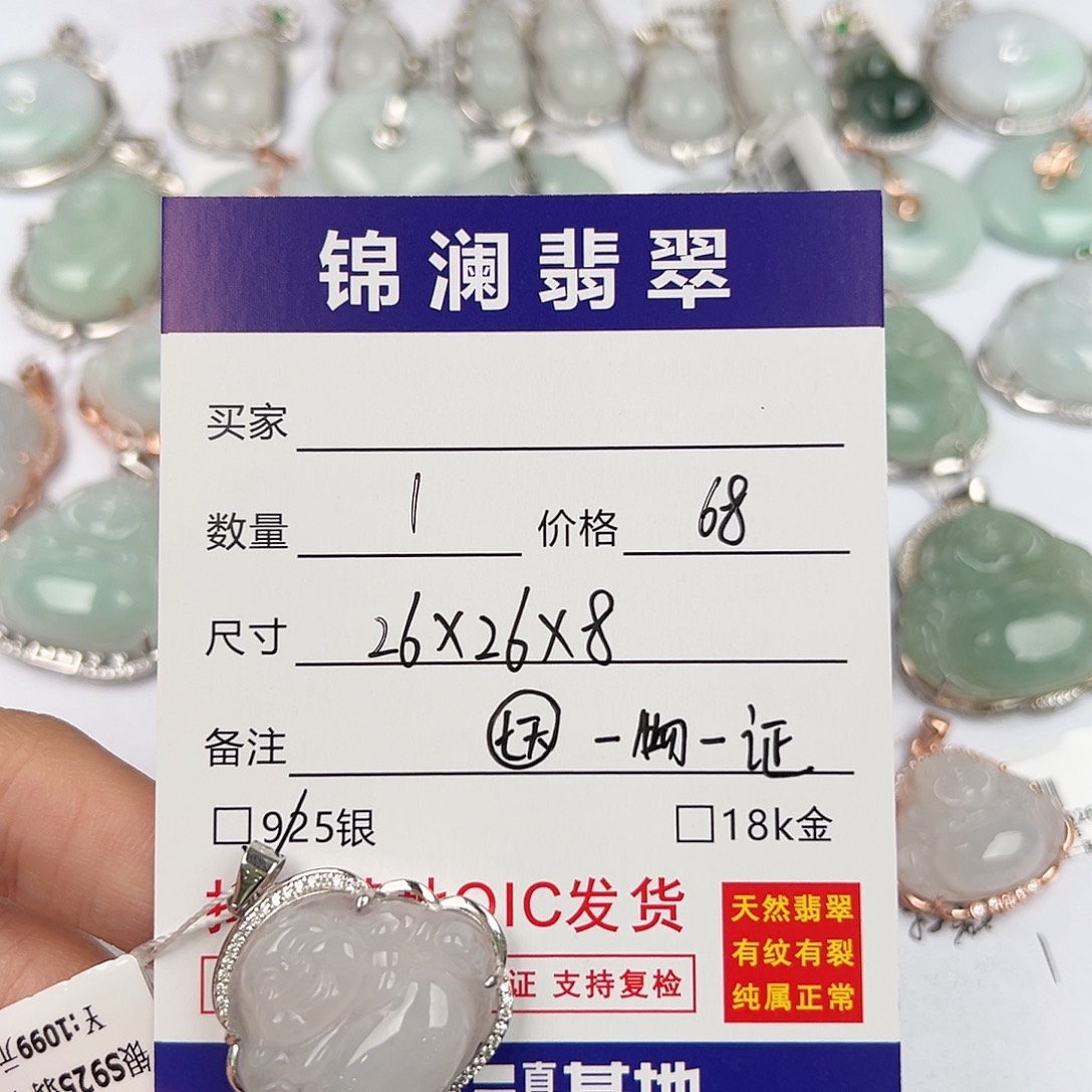 翡翠银S925镶嵌颈饰天然翡翠