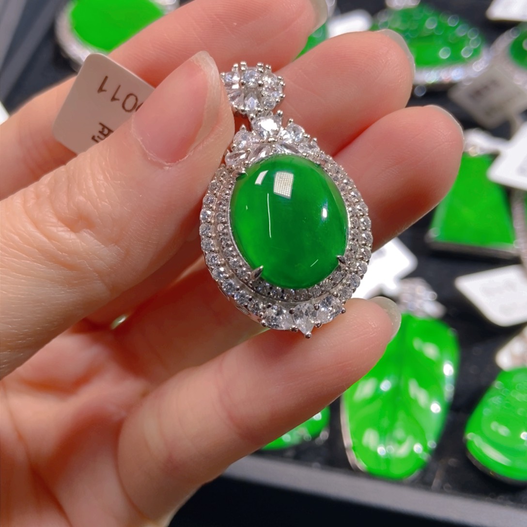 翡翠吊坠(不含链)银S925镶嵌