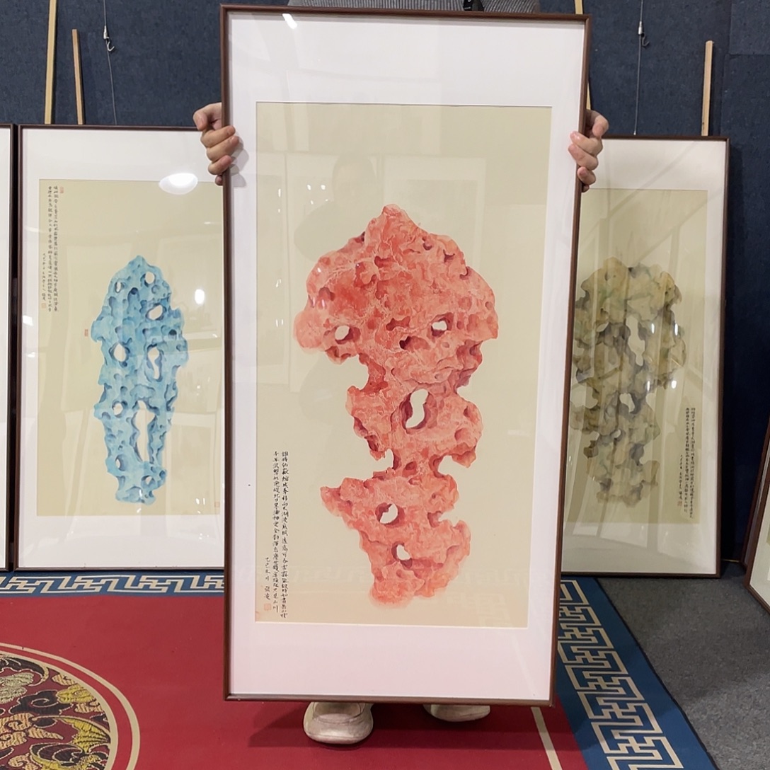 国画手绘画作品带框60/120