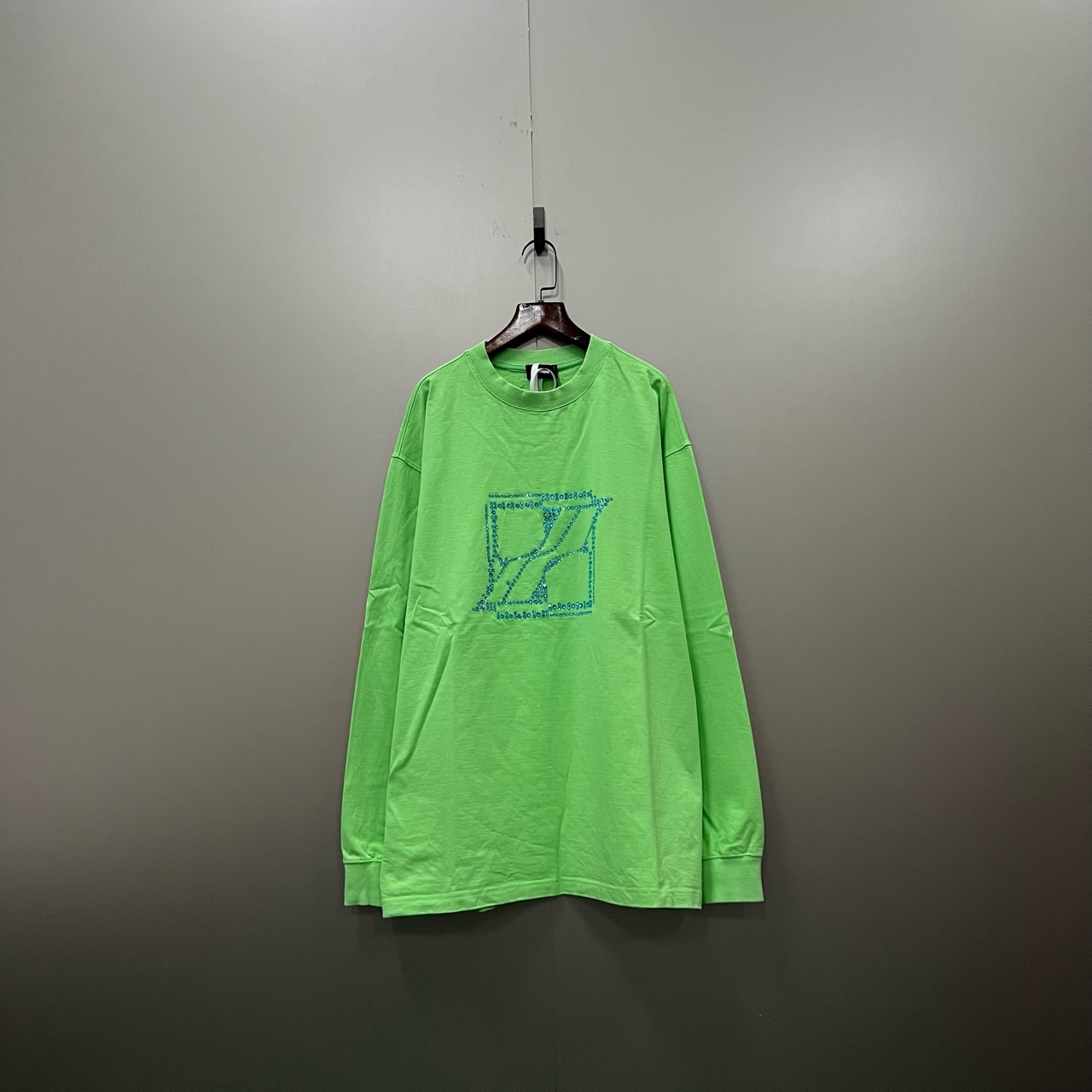 99新 WE11 DONE (ll)绿色水钻logo印花卫衣 M码 bc003421 