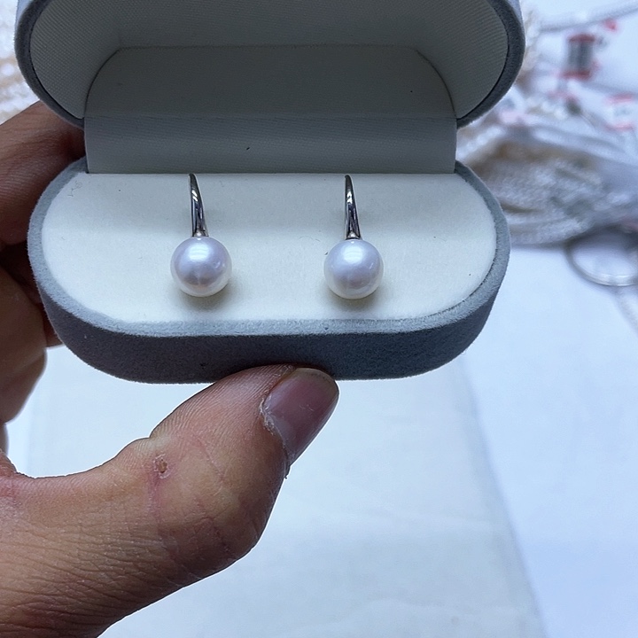 淡水珍珠项链银S925镶嵌8-9正圆高跟鞋