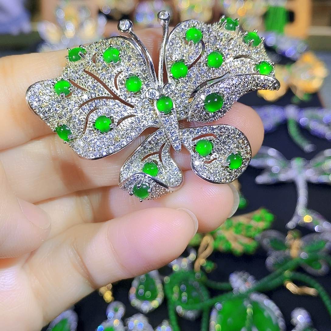 吊坠(不含链)银S925镶嵌翡翠