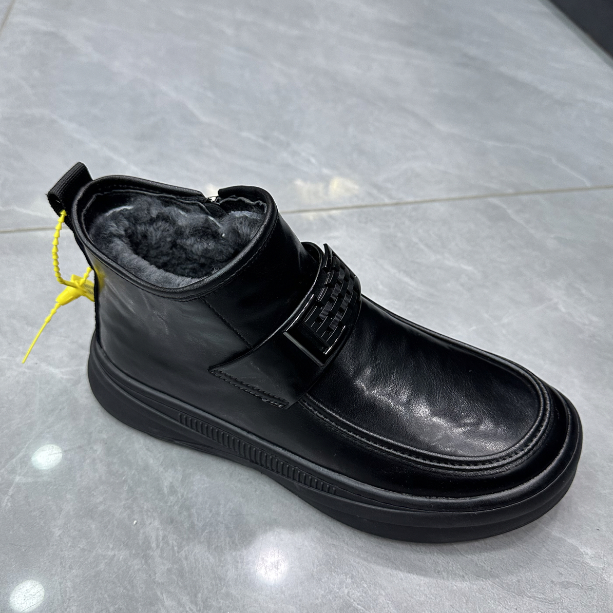 55588-9冬季男士圆头拉链加厚羊毛加绒防滑保暖厚底休闲棉