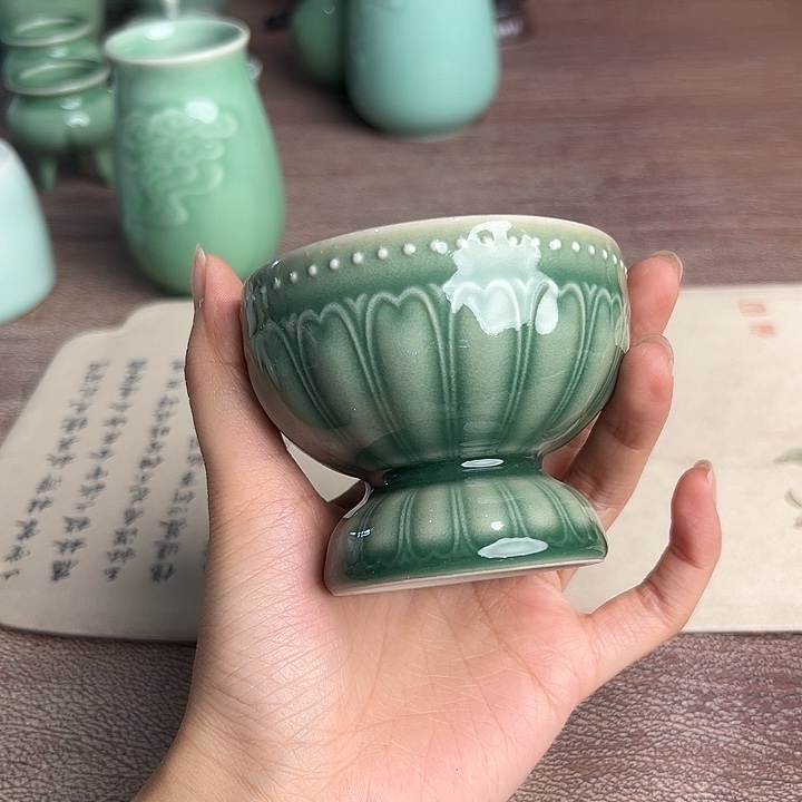 龙泉云间青瓷小米茶器