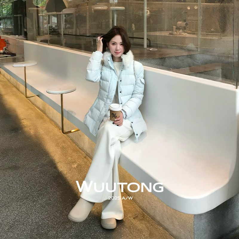 WuuTong【小蓝】高级感90绒毛领收腰羽绒服羽绒服25T236