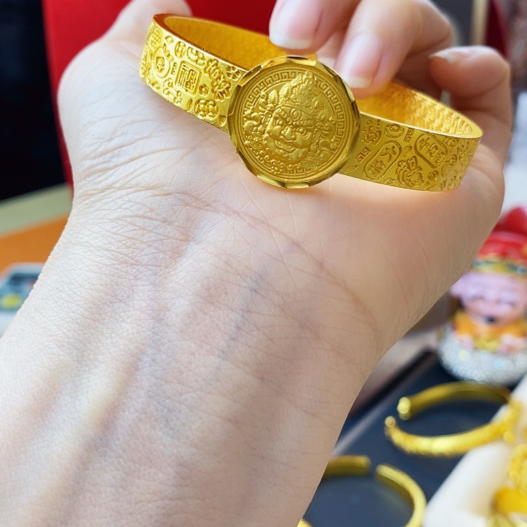 纯铜合金00051黄财神手镯