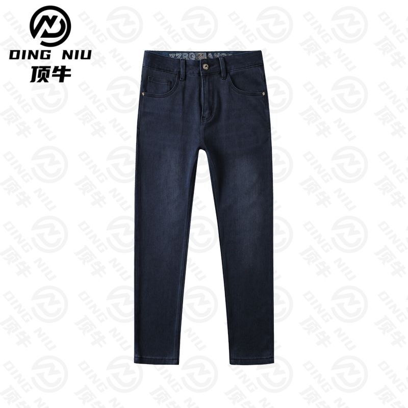 【午夜灰】冬季新款轻奢男装小直筒牛仔裤厚款潮流时尚弹力牛仔裤子