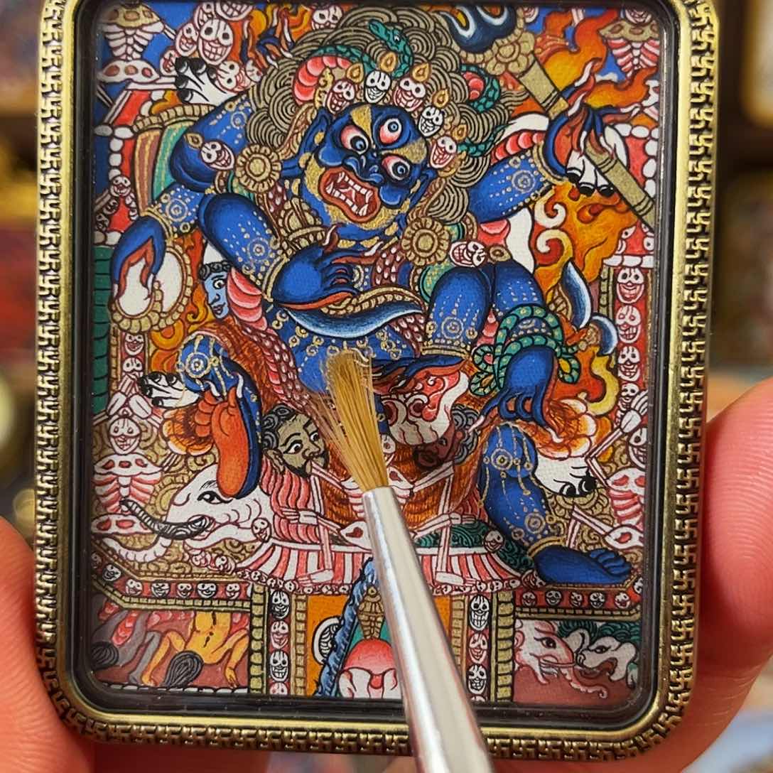 吊坠青海热贡手绘大黑天