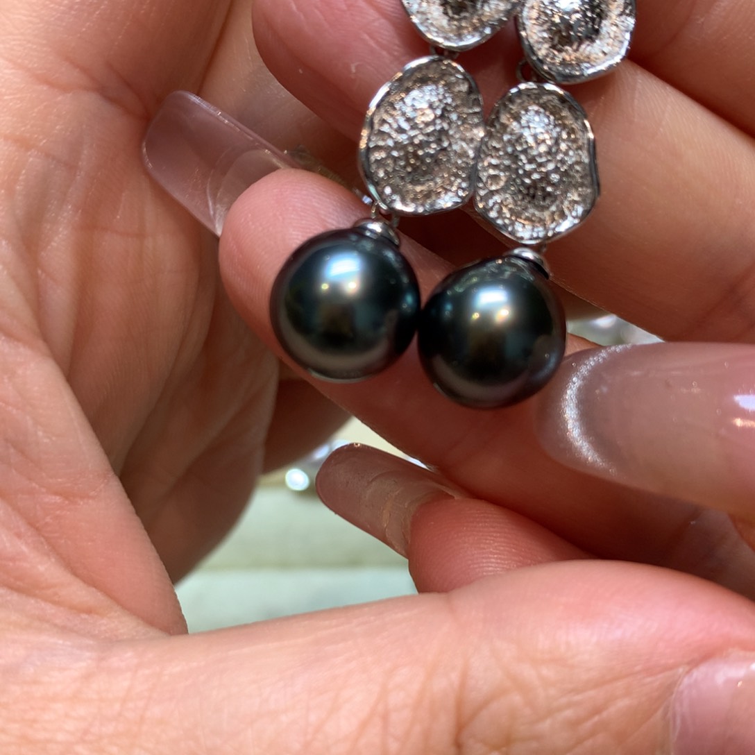 海水珍珠耳饰银S925镶嵌