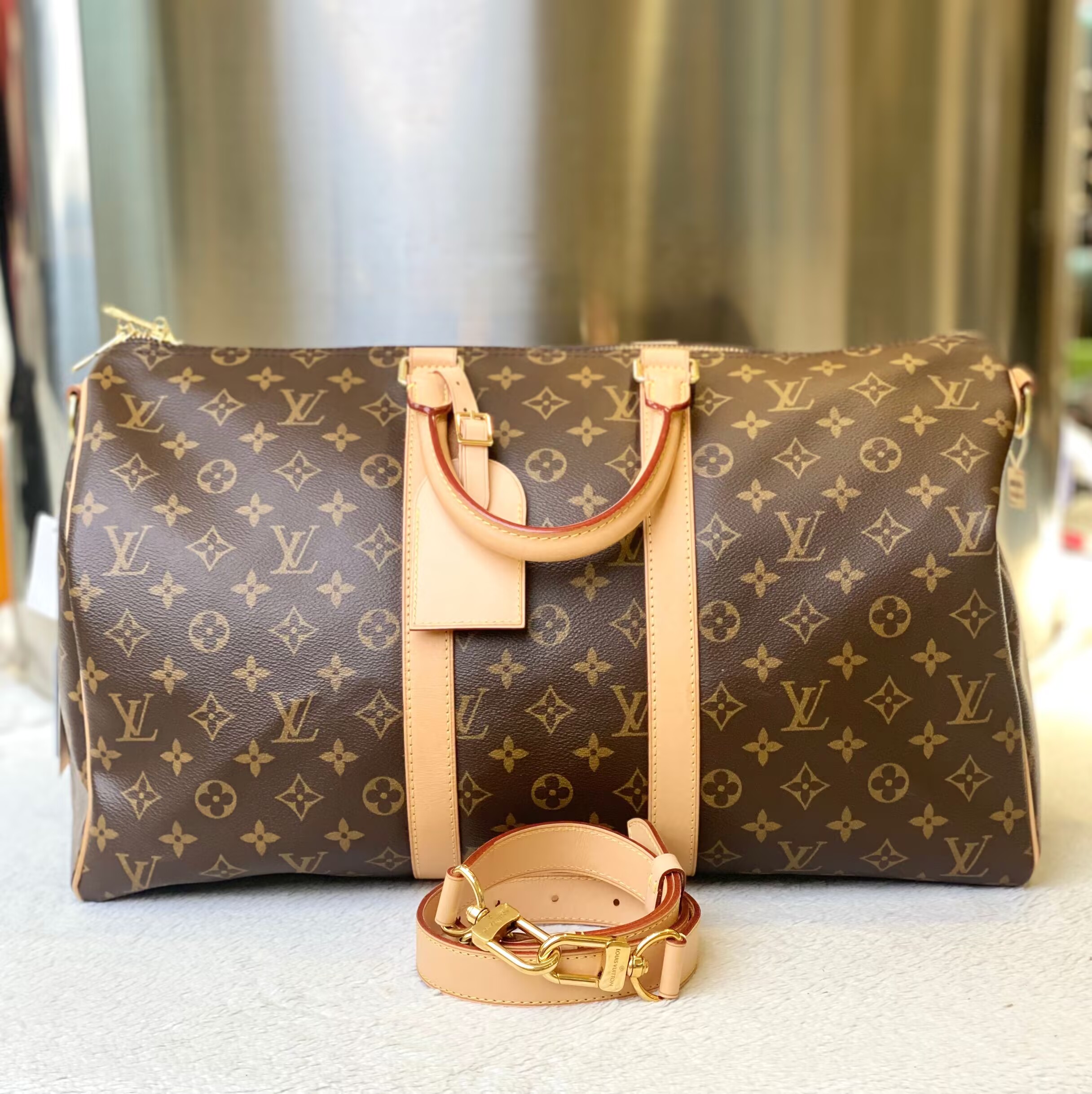 99新 LouisVuitton/路易威登 古有98新LV45旅行袋肩带款6004