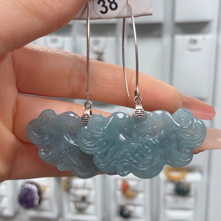 【闪购商品】翡翠耳饰银S925镶嵌耳饰