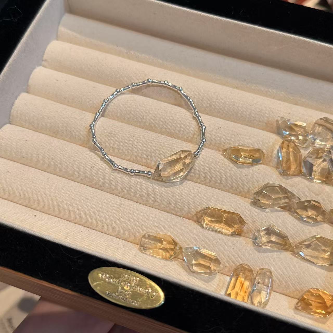 巴西黄水晶随形银竹节手串手链 颜色微差多样性发其一W353