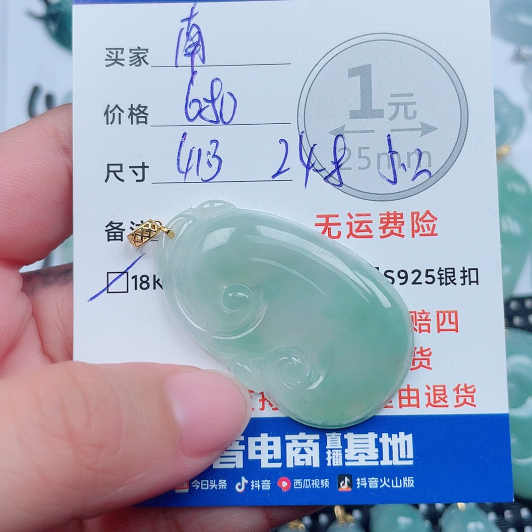 南***意翡翠18K金镶嵌颈饰