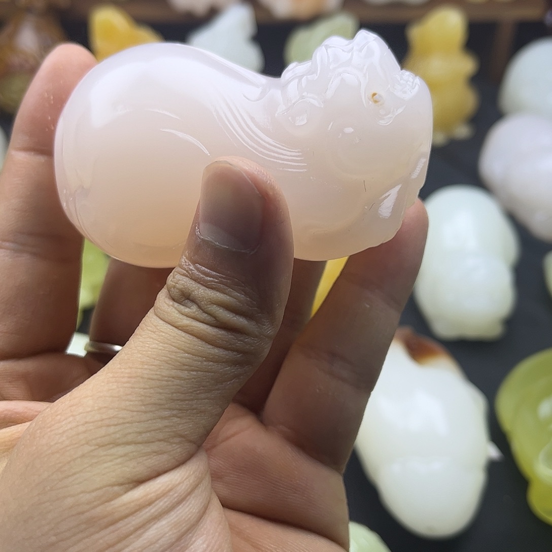 美***王昆仑玉石手把件碧玺（处理）