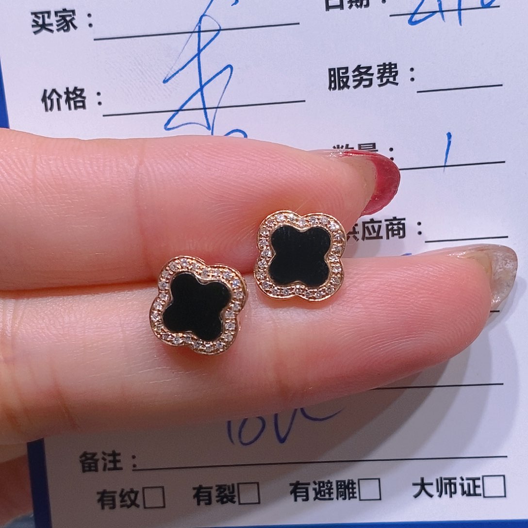 翡翠耳饰18K金镶嵌淡***香