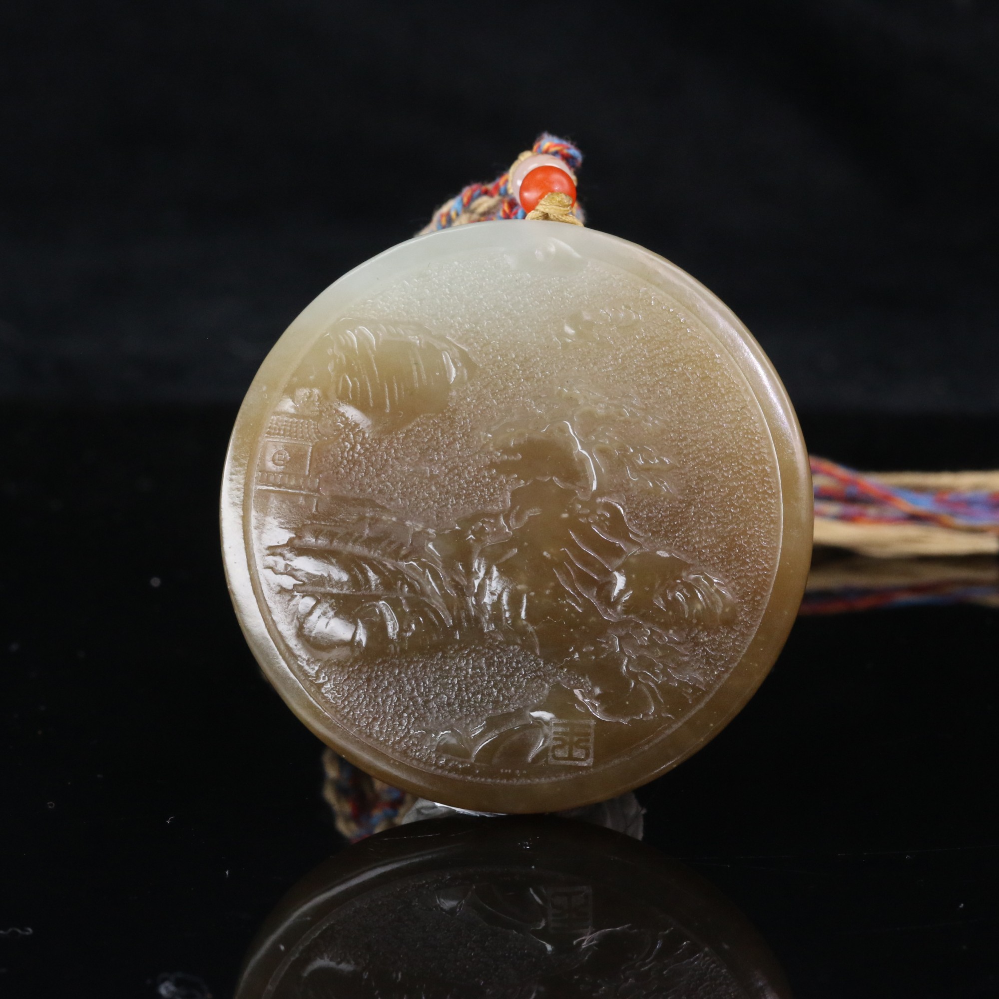 22和田玉且末糖山水牌/900095上海嘉禾拍卖