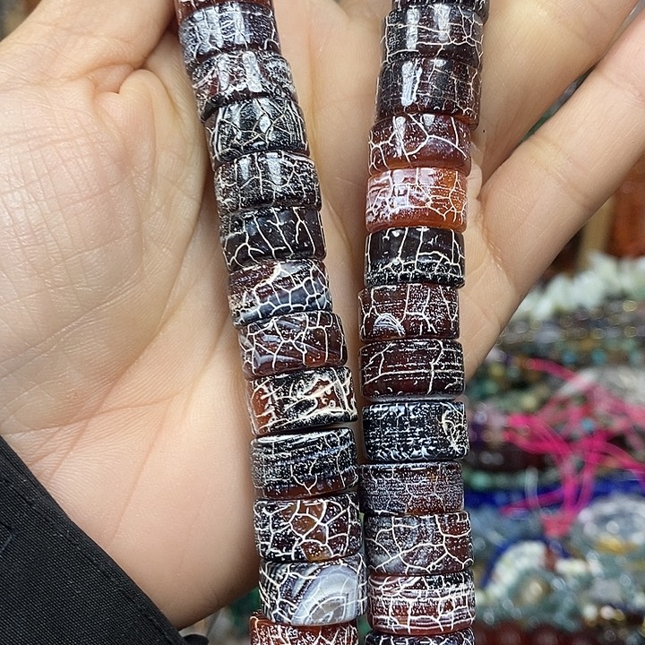 玛瑙/玉髓未镶嵌珠宝半成品风化玛瑙卡14mm一条