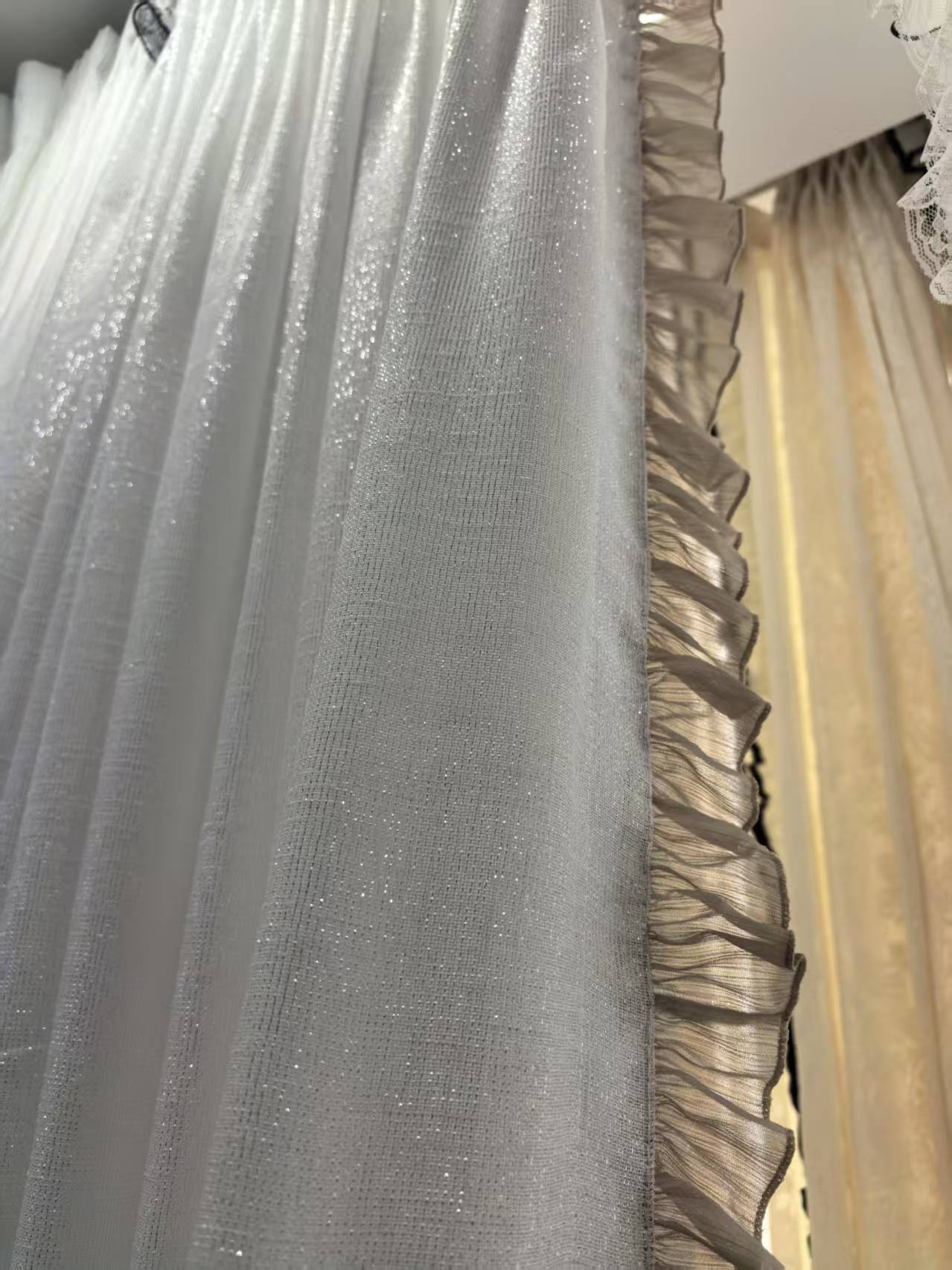 璀璨星河白纱帘法式小窗帘遮光2025新款卧室高级感透光不透人客厅