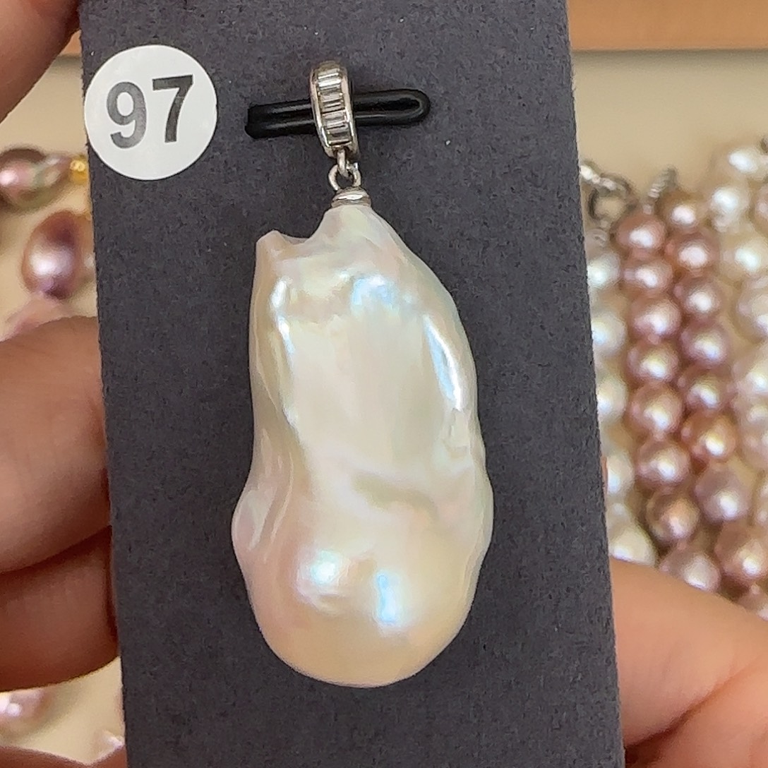 项链银S925镶嵌淡水珍珠