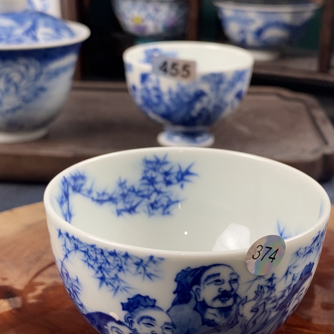 华***福瓷片景德镇手绘青花茶器374