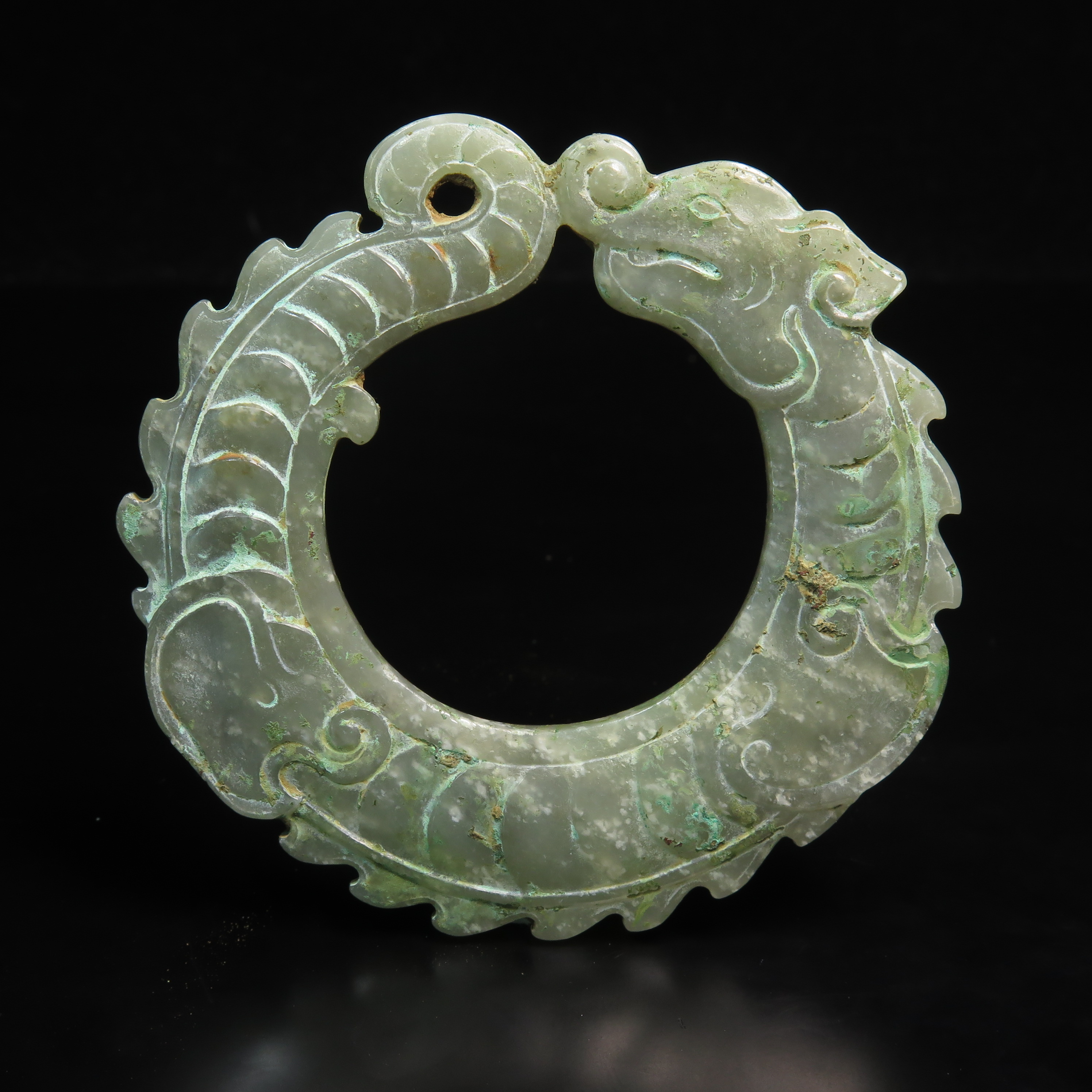 清代汉夔龙挂件/MZ023490/和田玉/民族文物