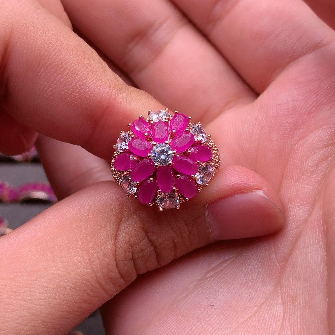 红宝石戒指银S925镶嵌