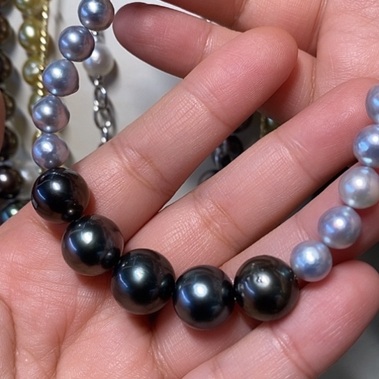 银S925镶嵌海水珍珠颈饰12-13