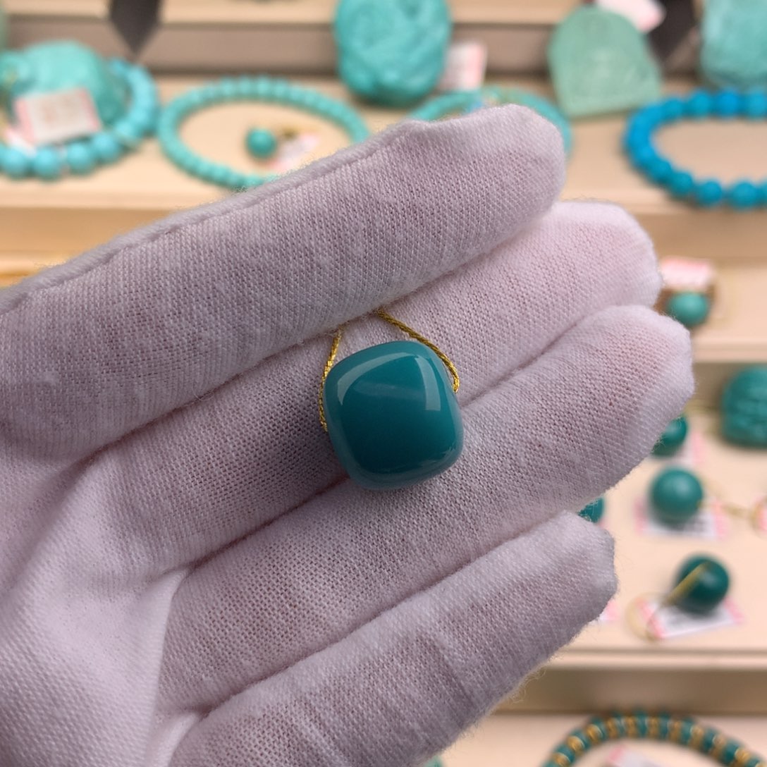 绿松石珠宝奇石未镶嵌15.3mm