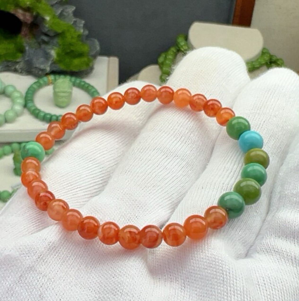 菜籽黄绿松石彩虹单圈