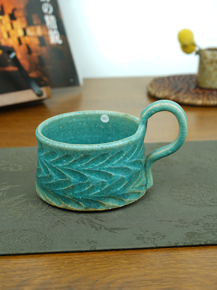 伊禾集物 日本信乐烧匠人 藤原纯 马克杯 咖啡杯 孔雀兰 1607# 