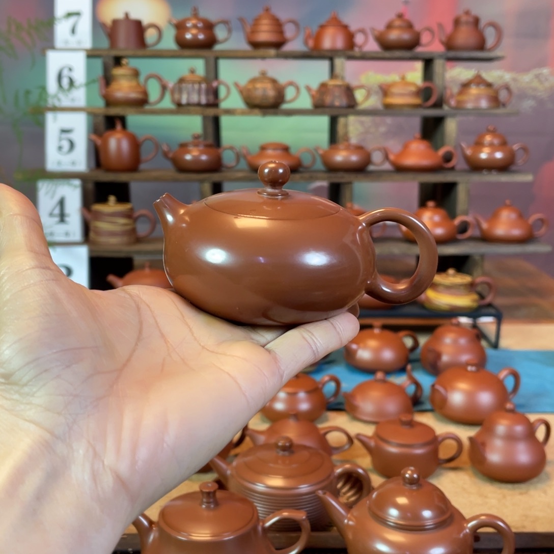 茶壶紫砂明*潮州手工手拉朱泥水磨西施壶