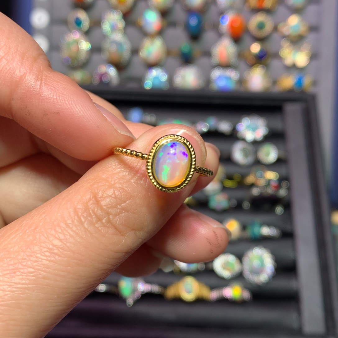 欧泊戒指款式银S925镶嵌