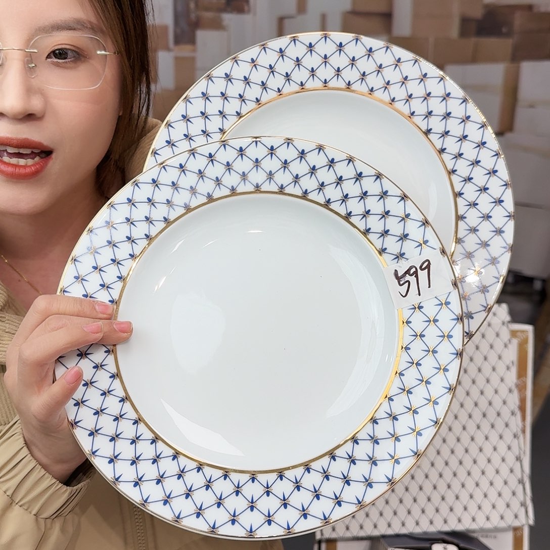 骨瓷10.5英寸平盘27厘米2个外贸骨瓷不忒不还