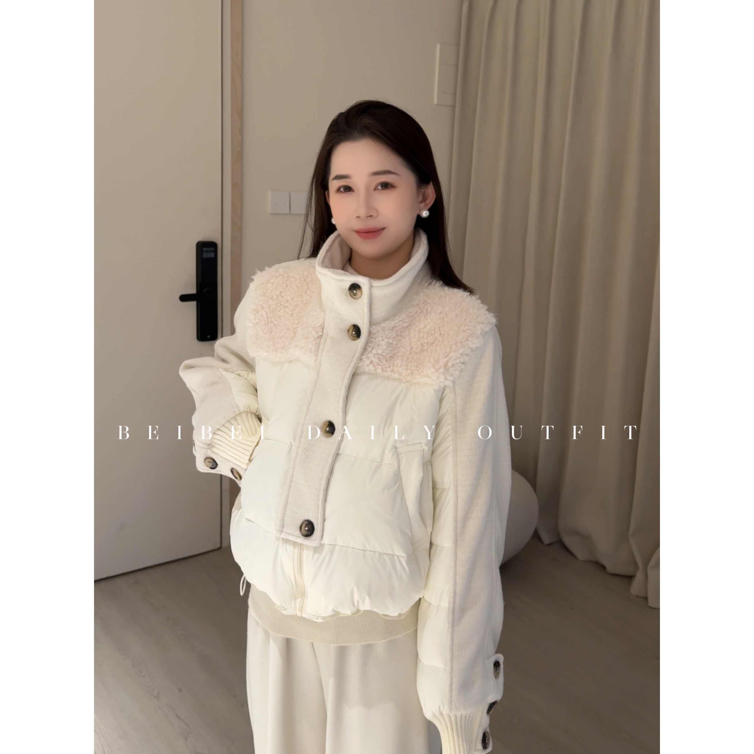 BeiBei【首尔入冬】冬季新款温柔气质显瘦白鸭绒羽绒服