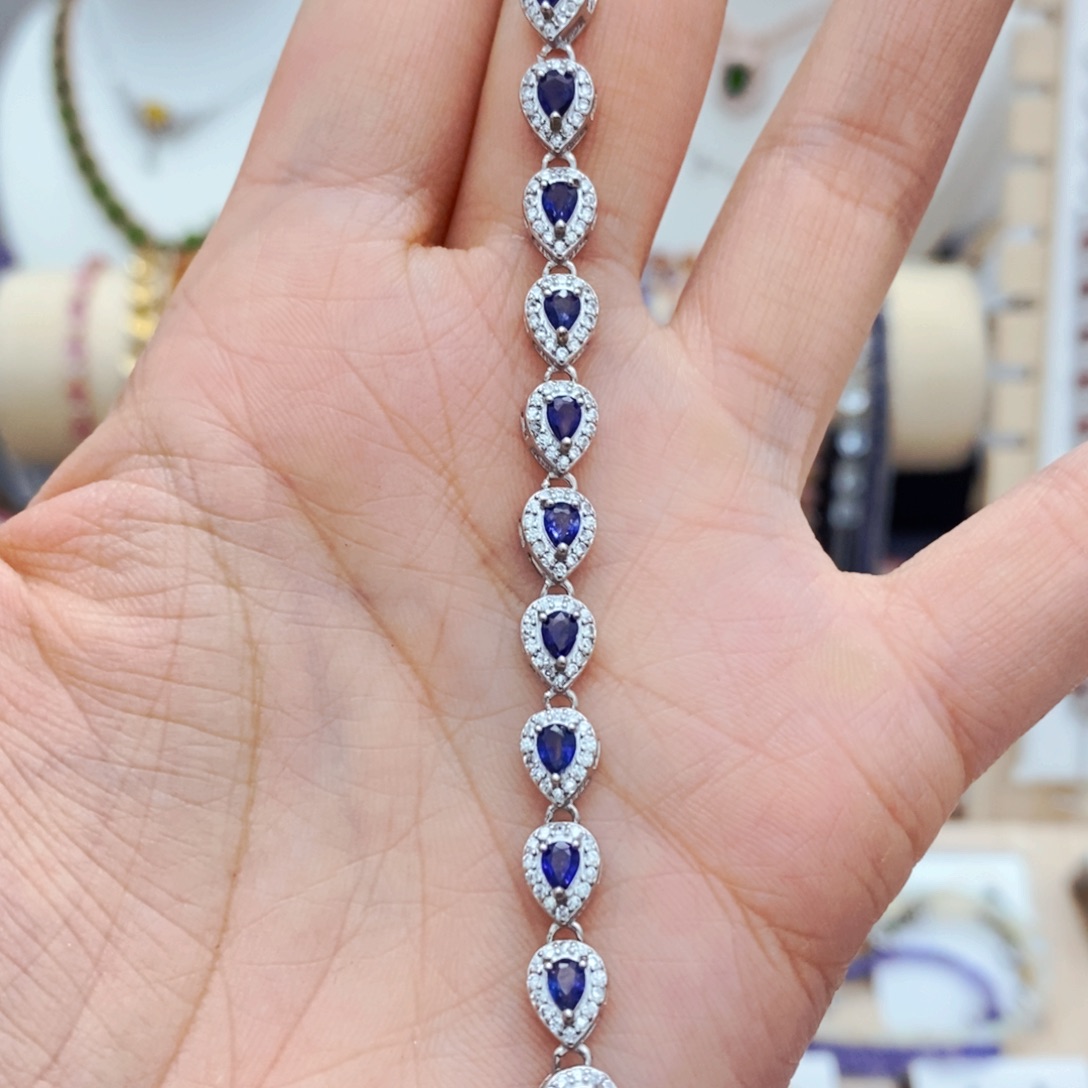 蓝宝石手链银S925镶嵌