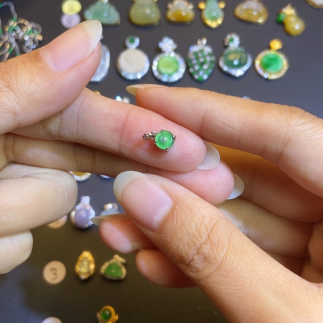 翡翠银S925镶嵌吊坠(不含链)