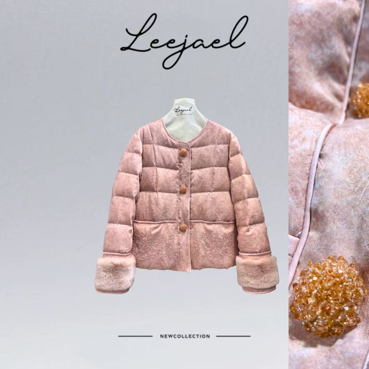 Lejeal“莱塞尔重工水晶串珠 国风羽绒服” LJE-H60#