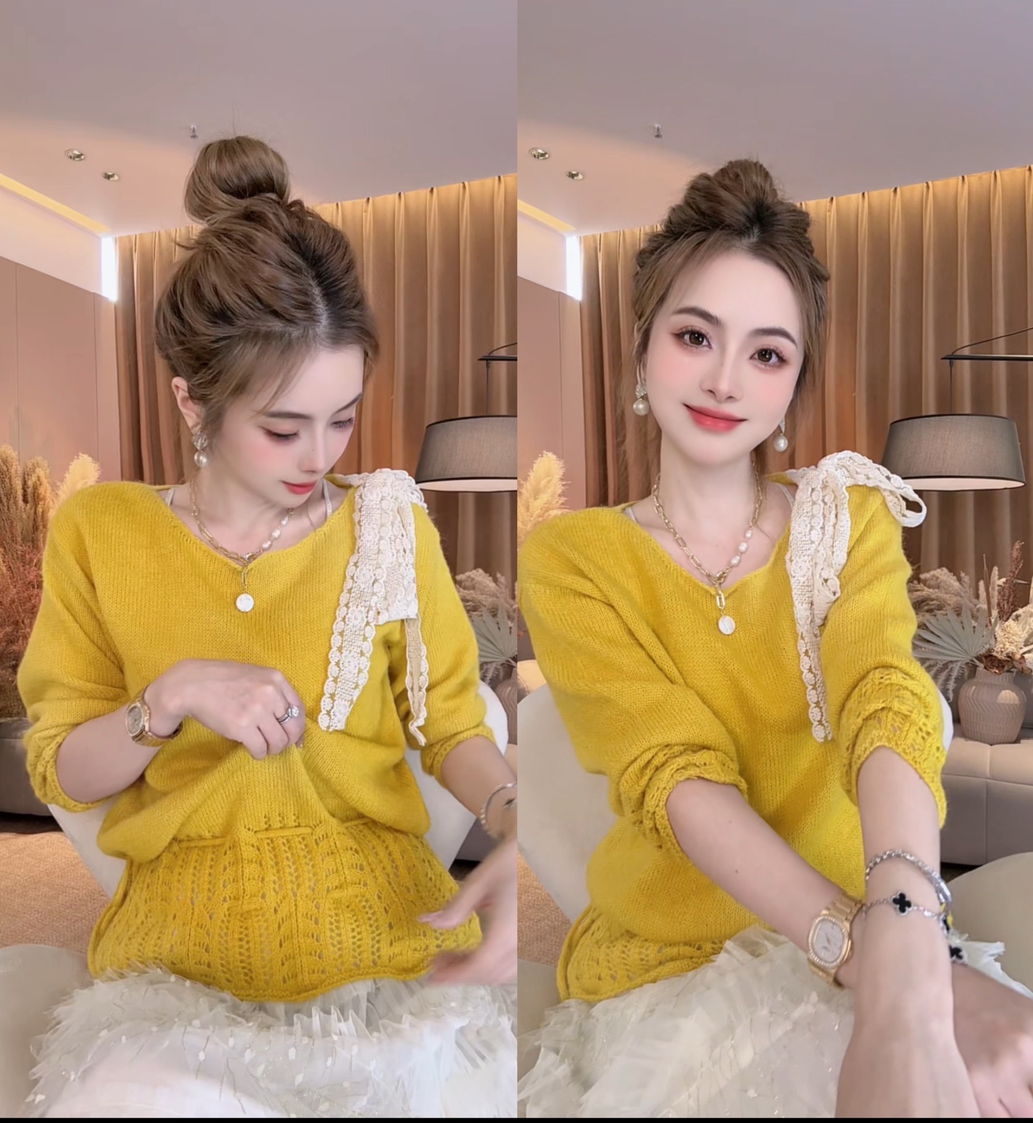 SS.studio/双双：“蝴蝶毛衣”厚款长袖针织镂空毛衣网红洋气减龄